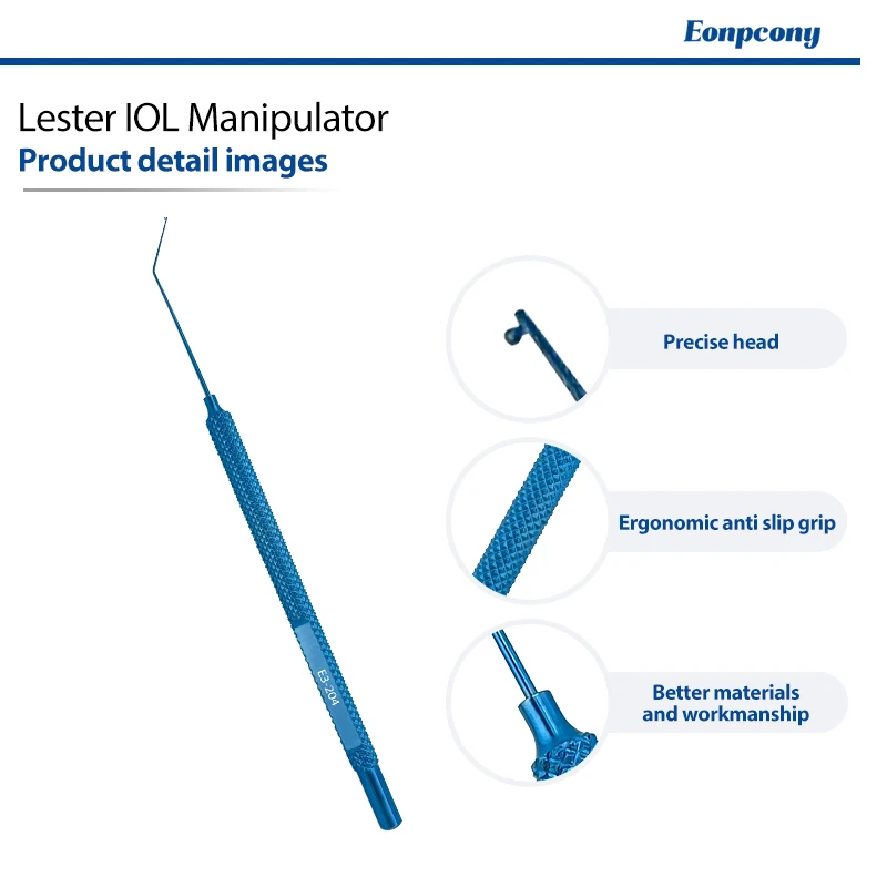 Lester IOL Manipulator Titanium Alloy Autoclavable Ophthalmic Tool Intraocular Lens Positioner Cataract Instrument