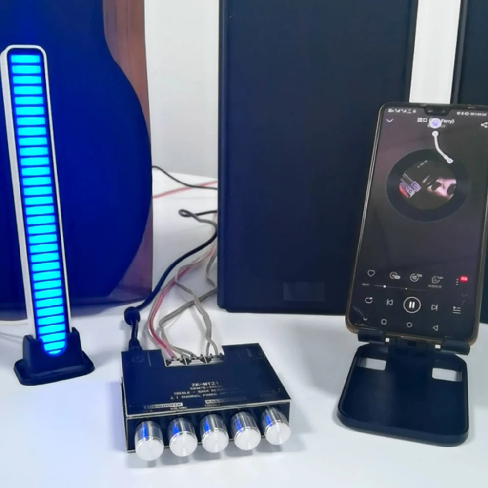 ZK-MT21 2.1 채널 BT 5.0 서브우퍼 앰프 보드 DC12~24V 50W X 2+100W 파워 오디오 스테레오 앰프 보드 베이스 AMP AUX