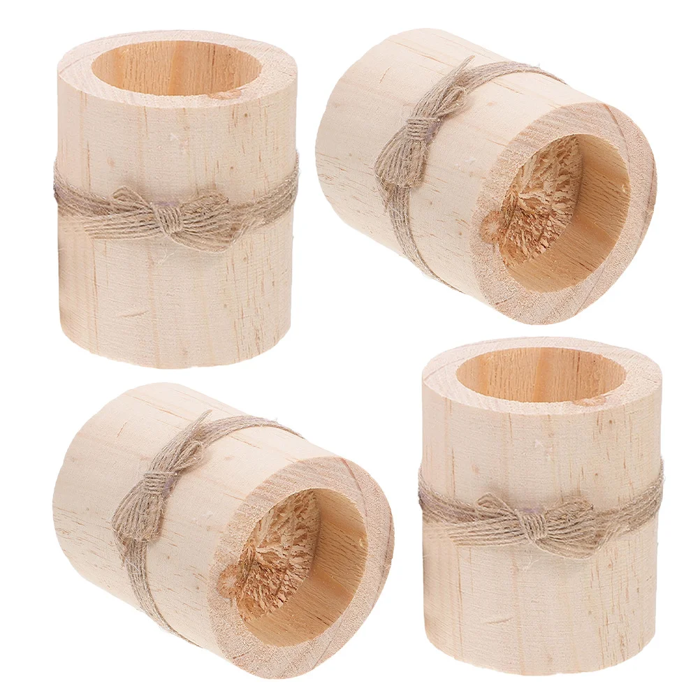 ที่วางเทียนไม้สไตล์เรียบง่าย 4 ชิ้น งานแฮนด์เมด สำหรับงานแต่งงาน ตกแต่งงานเลี้ยง