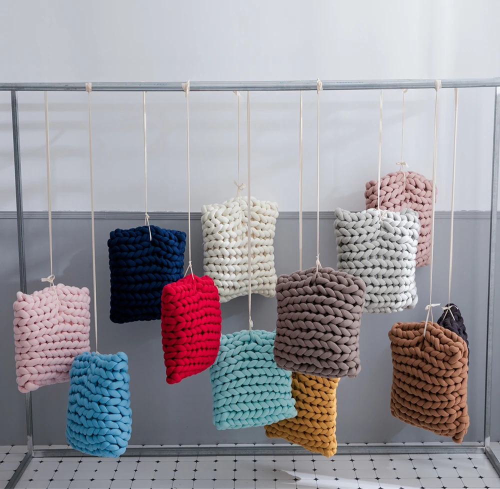 

Крупная вязаная крючком однотонная Подушка TRK, трикотажная декоративная подушка для дома