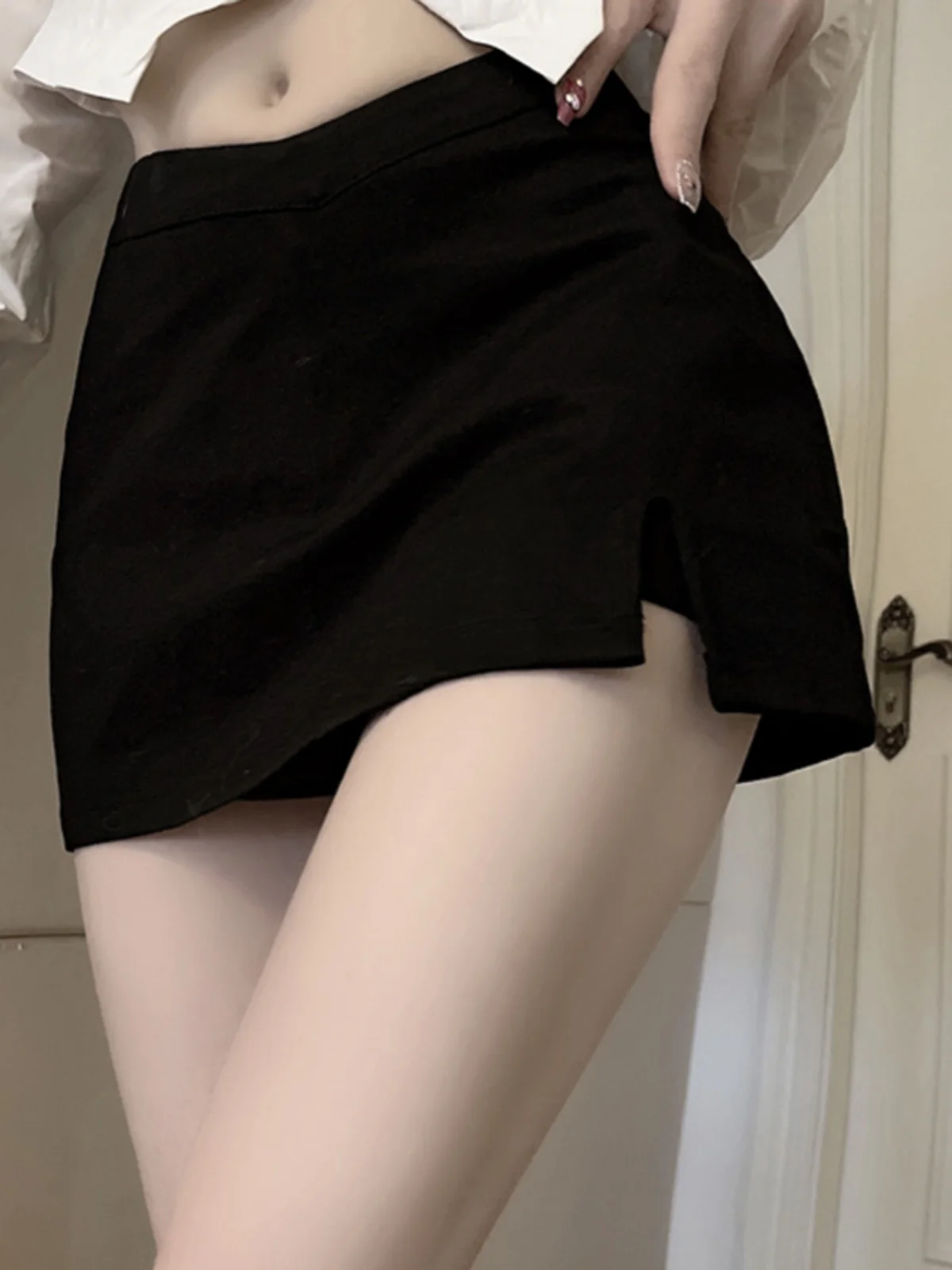 

Сексуальная черная юбка миди с разрезом, предотвращающая просвечивание, с высокой талией, А-силуэт, облегающая, женская летняя модная юбка-карандаш