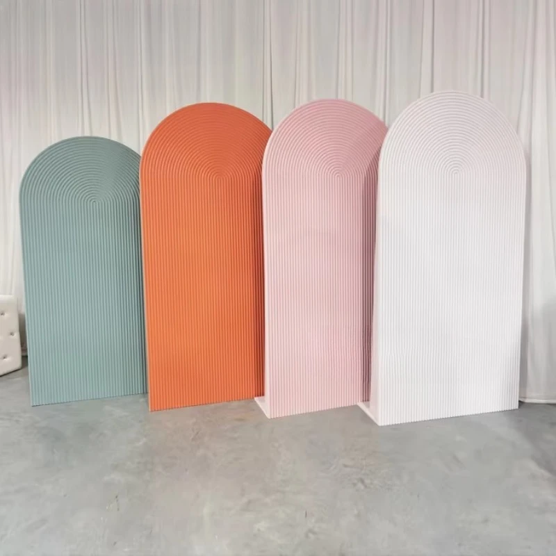 wholesale white PVC background wall arched stripe design multi-color selection wedding event photo decorative background