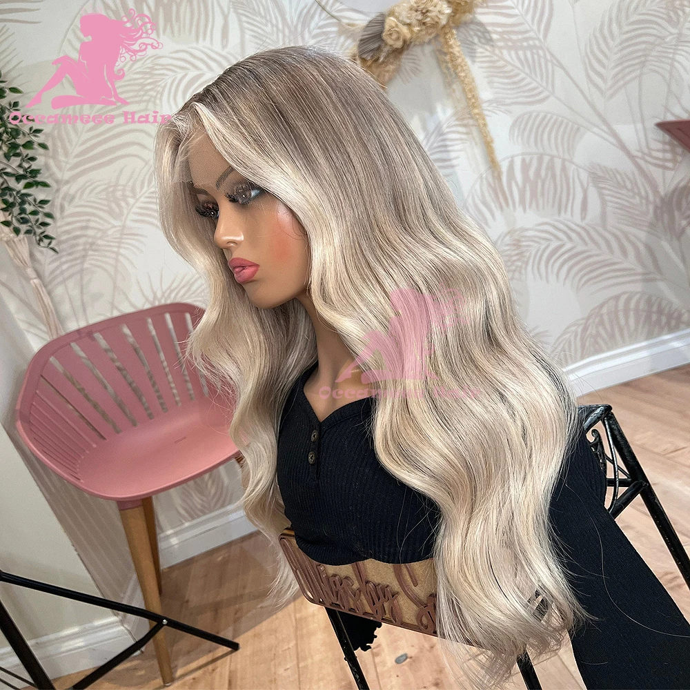 Hightlight Lace Frontal Wig Human Hair Brown Ash Blonde Wigs Glueless Transparent Swiss Lace Brazilian Preplucked Colored Natura