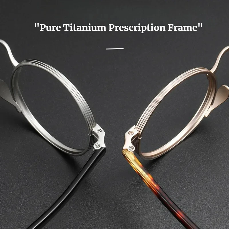 

Круглая оправа для очков из ацетата титана, модные мужские и женские очки, винтажная круглая дизайнерская оправа для очков по рецепту