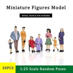 20pcs/lot 1:25 Scale Railway Train People ABS Painted Figures Sand Table Architecture Building Layout for Diorama In Random