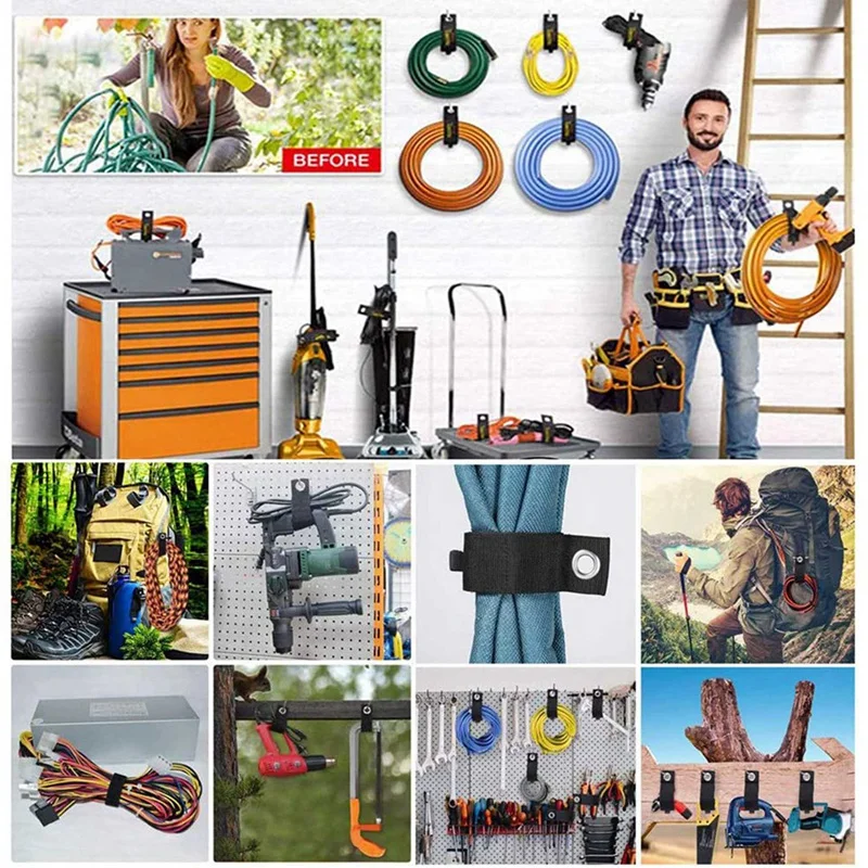 12 PCS Extension Cord Holder Organizer, Hook And Loop Extension Cord Organizer Hanger, Cable Straps For Cords