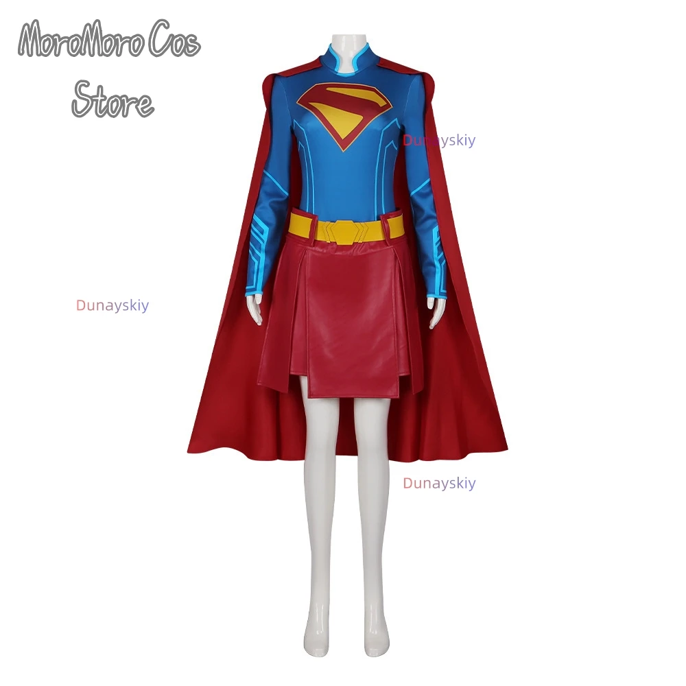 Disfraz de Super disfraz de Kara Zor-El Danvers, conjunto de uniforme, falda superior, capa para mujer y niña, traje de cómic Con, disfraz de Halloween