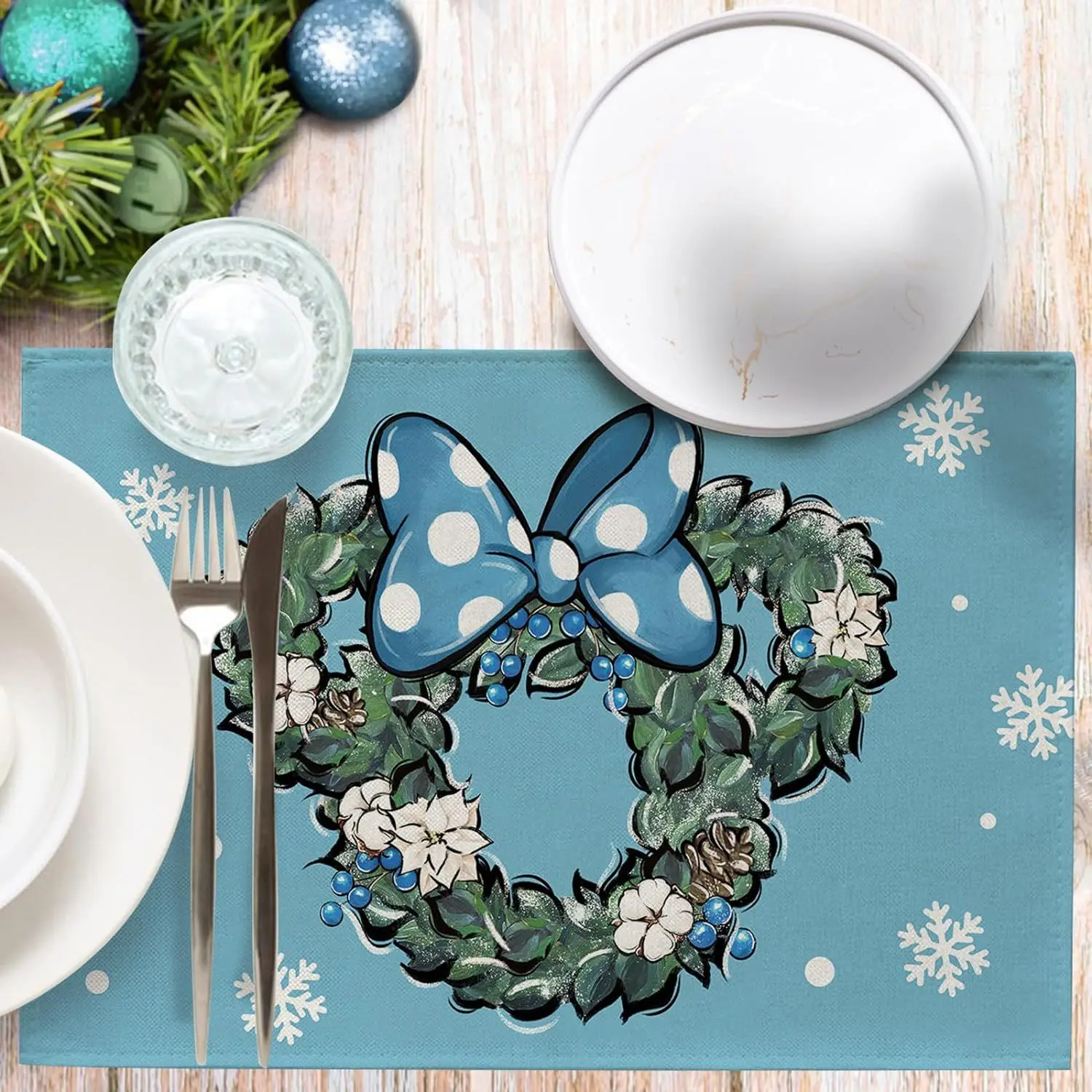 Mickey Mouse Christmas Placemat Disney Anime Table Mat Insulating Coasters Pads Restaurant Home Decoration Xmas Gift Hot Sales