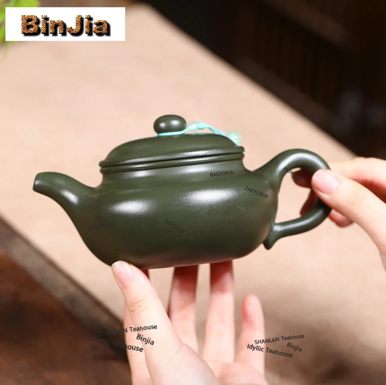 BAEJORIA 310ml Classic Yixing Purple Clay Teapots Handmade Flowing Spring Pot Raw Ore Aged Green Mud Kettle Zisha Tea Set Gifts