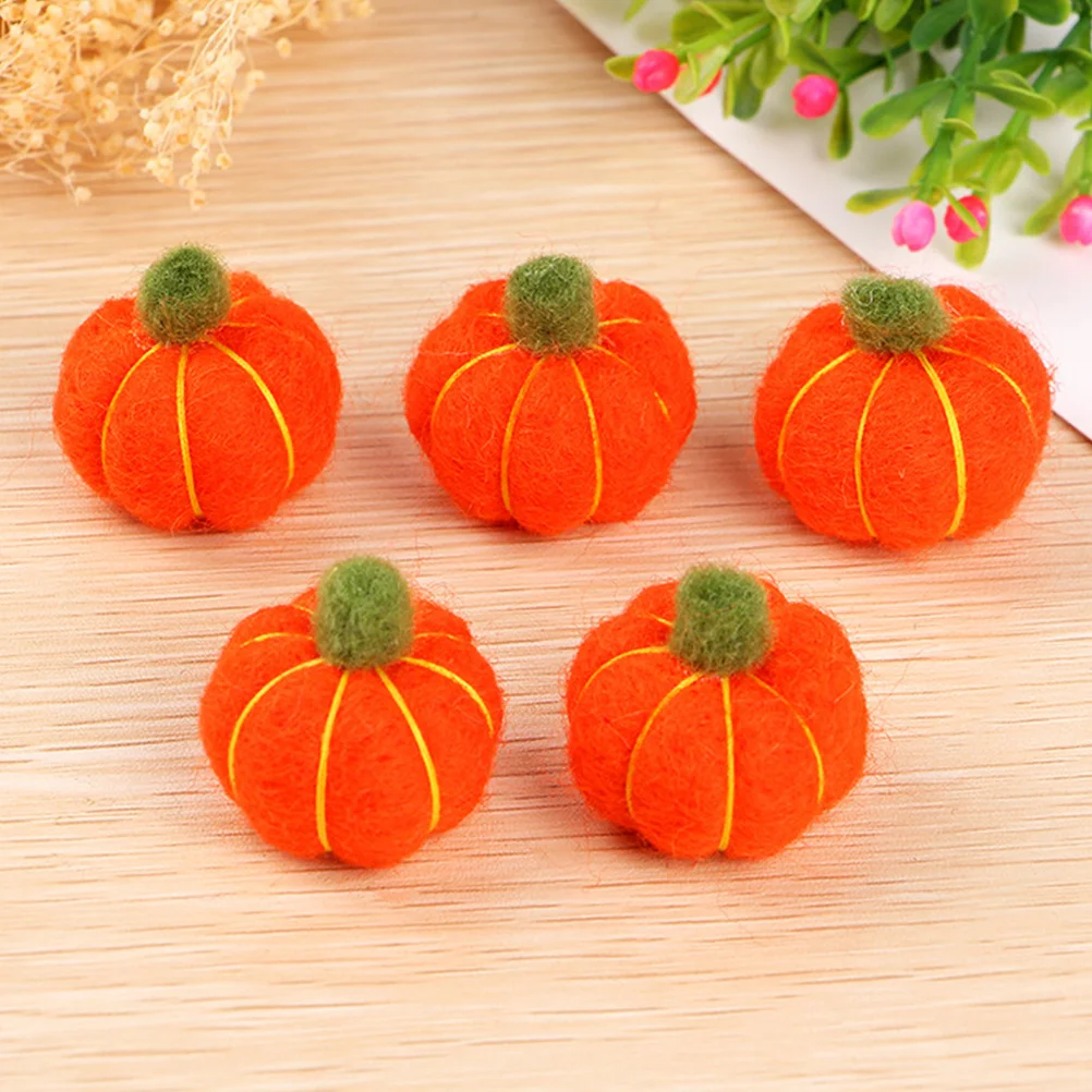 

6 pcs Wool Felt Pumpkin Ball Garland For Halloween Decor Craft Diy String Light Hanging Ornament Felt Pumpkin Pendant