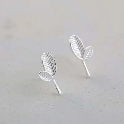 925 Sterling Silver leave Stud Earrings for Women Girls Fashion jewelry brincos brinco