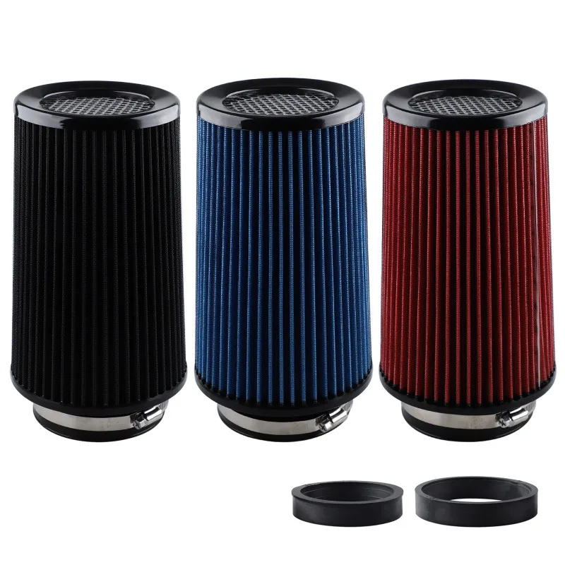 High Flow Car Air Intake Filter Mushroom Head 76mm 89mm 101mm Cone Performance Cold Air Ram Intake Kit 3-in-1