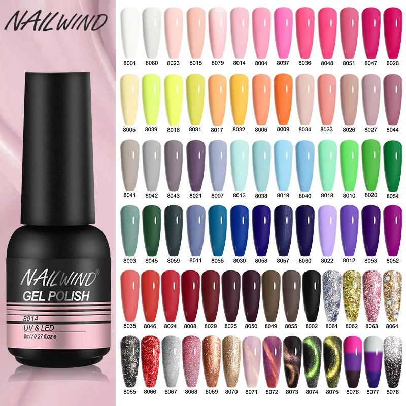 NAILWIND Gel Nail Polish 100 Colors Semipermanent UV Esmalte Soak Off Glitter Varnish Hybrid Gel Varnishes Nail Art Top Coat