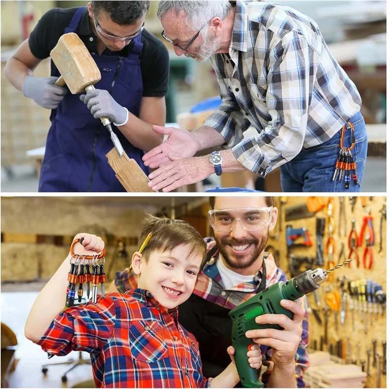 

A63X-18Pcs Drill Bit Holder Keychains,3Pcs 1/4 3/8 1/2Inch Socket Portable Hex Shank Screwdriver Bit Holder Drill Attachment