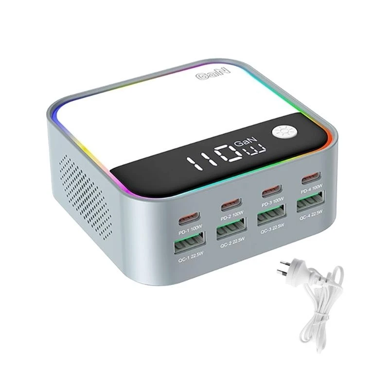 E56B PD100W Type C & 22.5W USB Charging Holder Base 8 Devices Simultaneous Charging