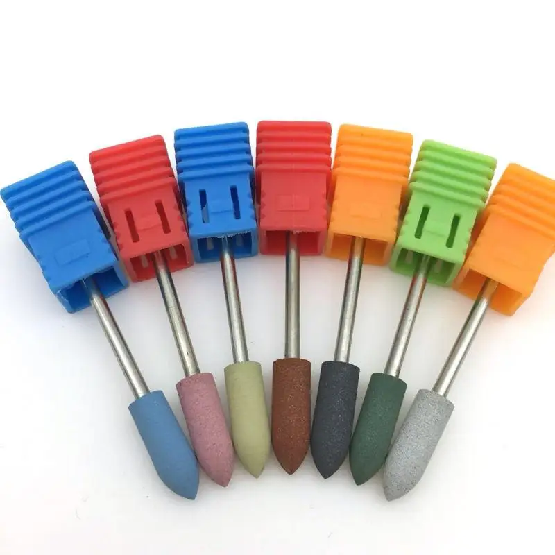 1PC Long Bullet Head Nail Drill Rubber Silicon Material Bits Nail Buffer Machine For Manicure Nail Art Accessories