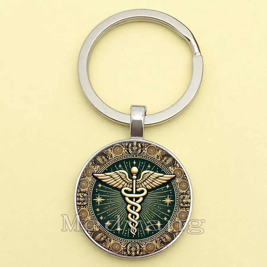 Stylish Emergency Medical Technician Glass Cabochon Keychains - Durable Emergency Identifier for Bags, Car Keys