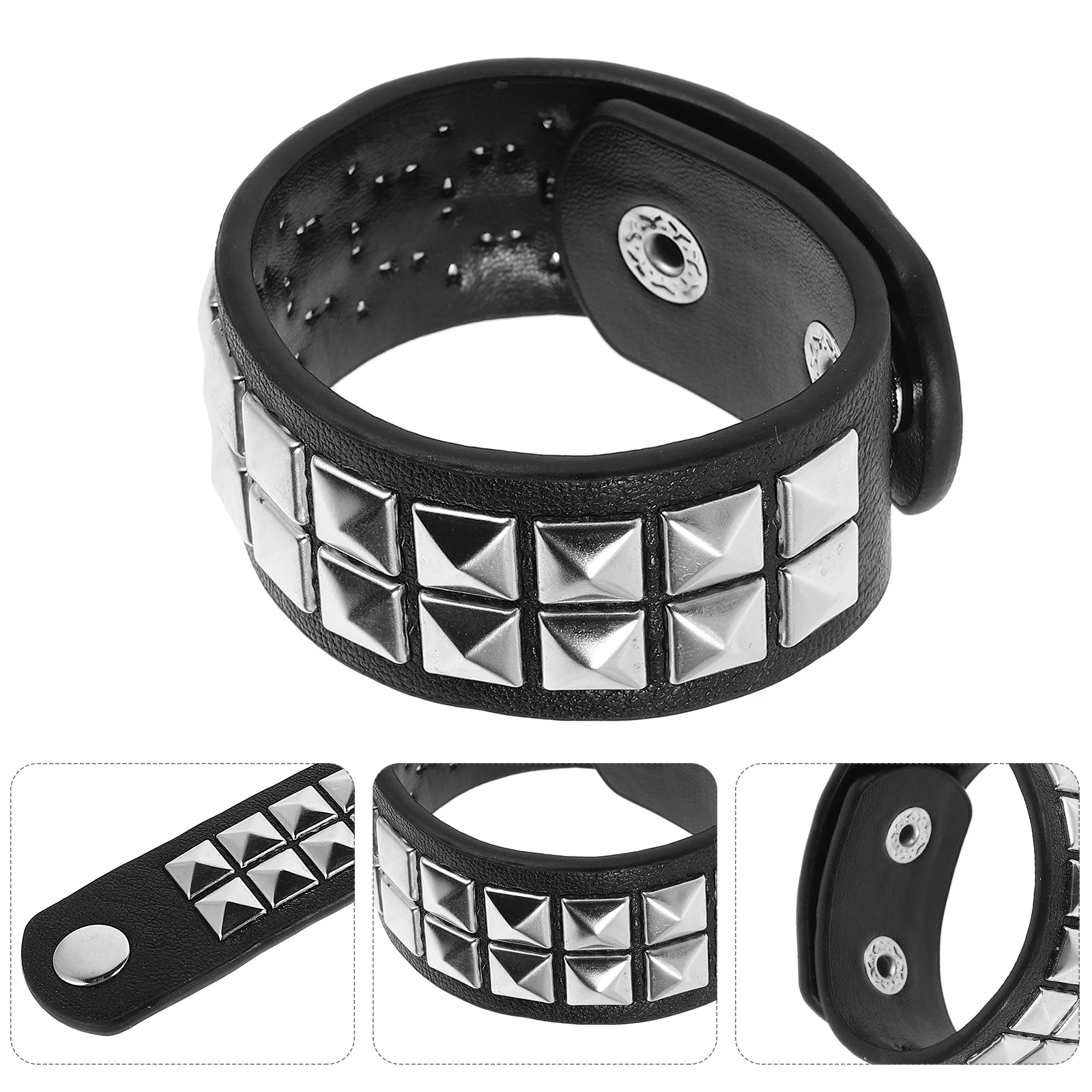 

Vintage Bracelet Black Wristband Goth Bracelets for Women Fake Rock Personality