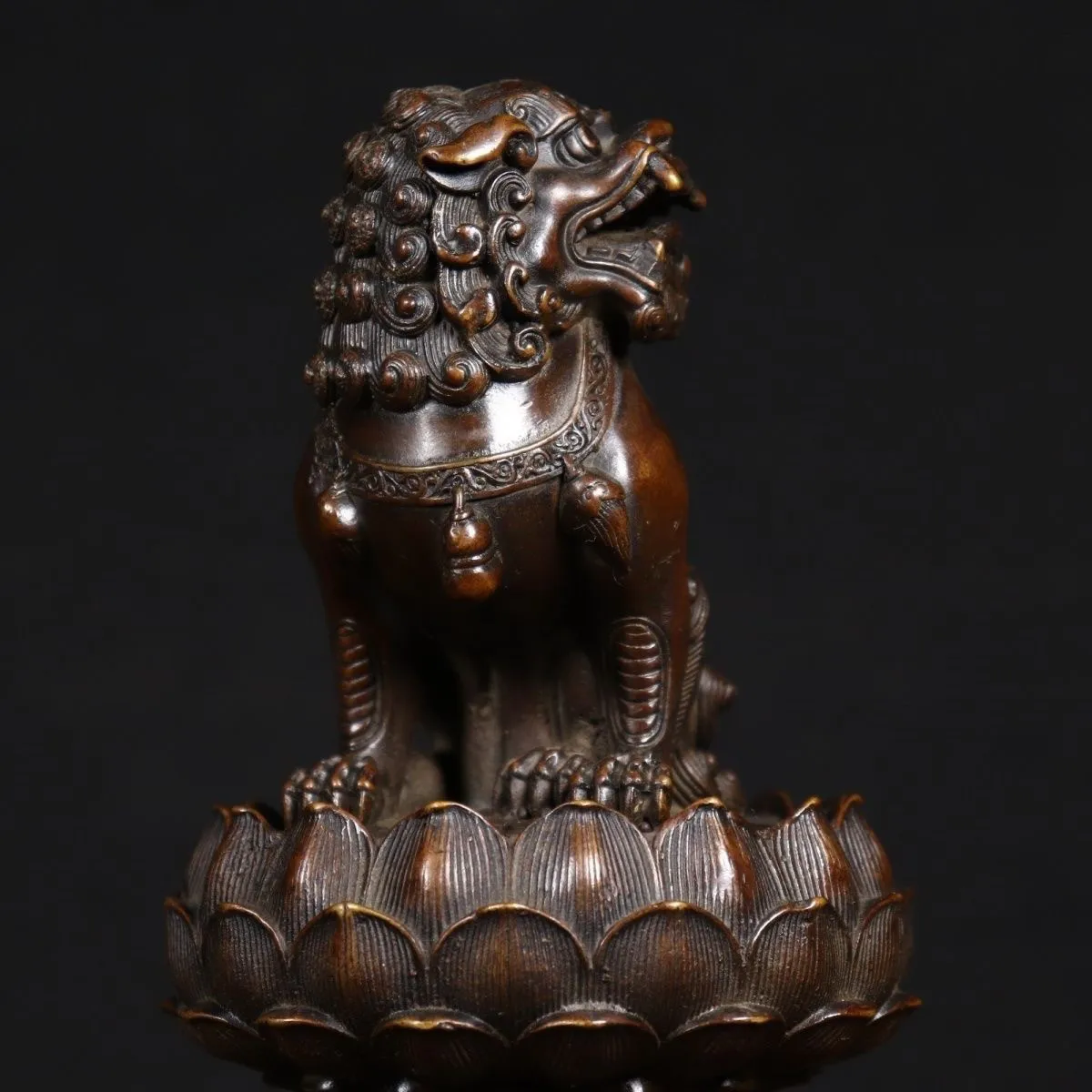 Vintage Pure Copper Lotus Lion Incense Burner For Home Temple Teahouse Indoor Meditation Decor