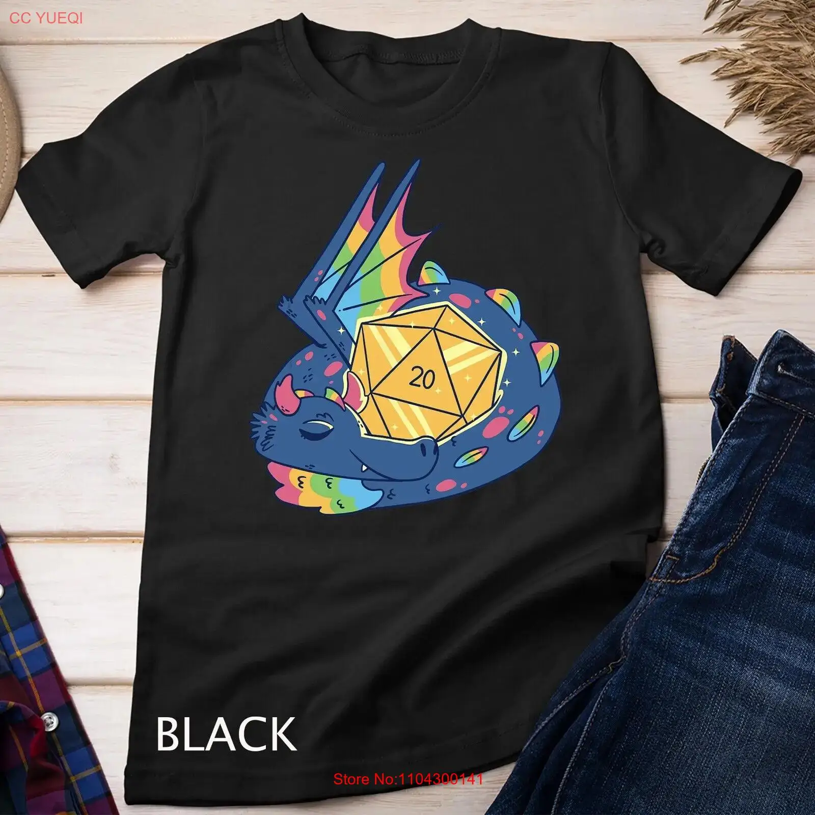 Kawaii Dragon Hoard D-20 Dungeon Scene Watercolor Pastel T-Shirt Unisex T-shirt