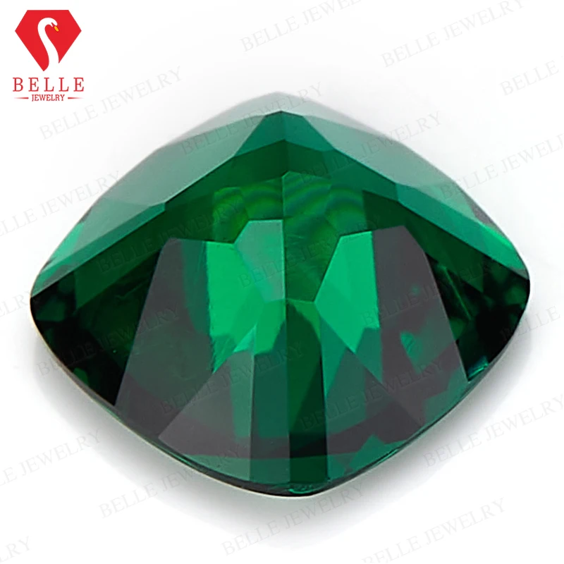 Lab Grown Zambian Emerald Cushion Shape With AGL Certificate Hydrothermal with Cracks Inclusions Inside For Rings Jewelry Design