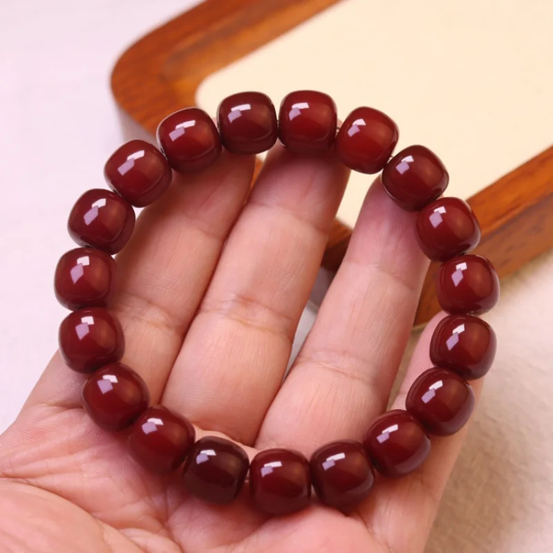 Manufacturer Cinnabar for Bodhi Root Old Barrel Bracelet South Red Persimmon Red Bodhi Blue Amber Color Bodhi Root High Throw