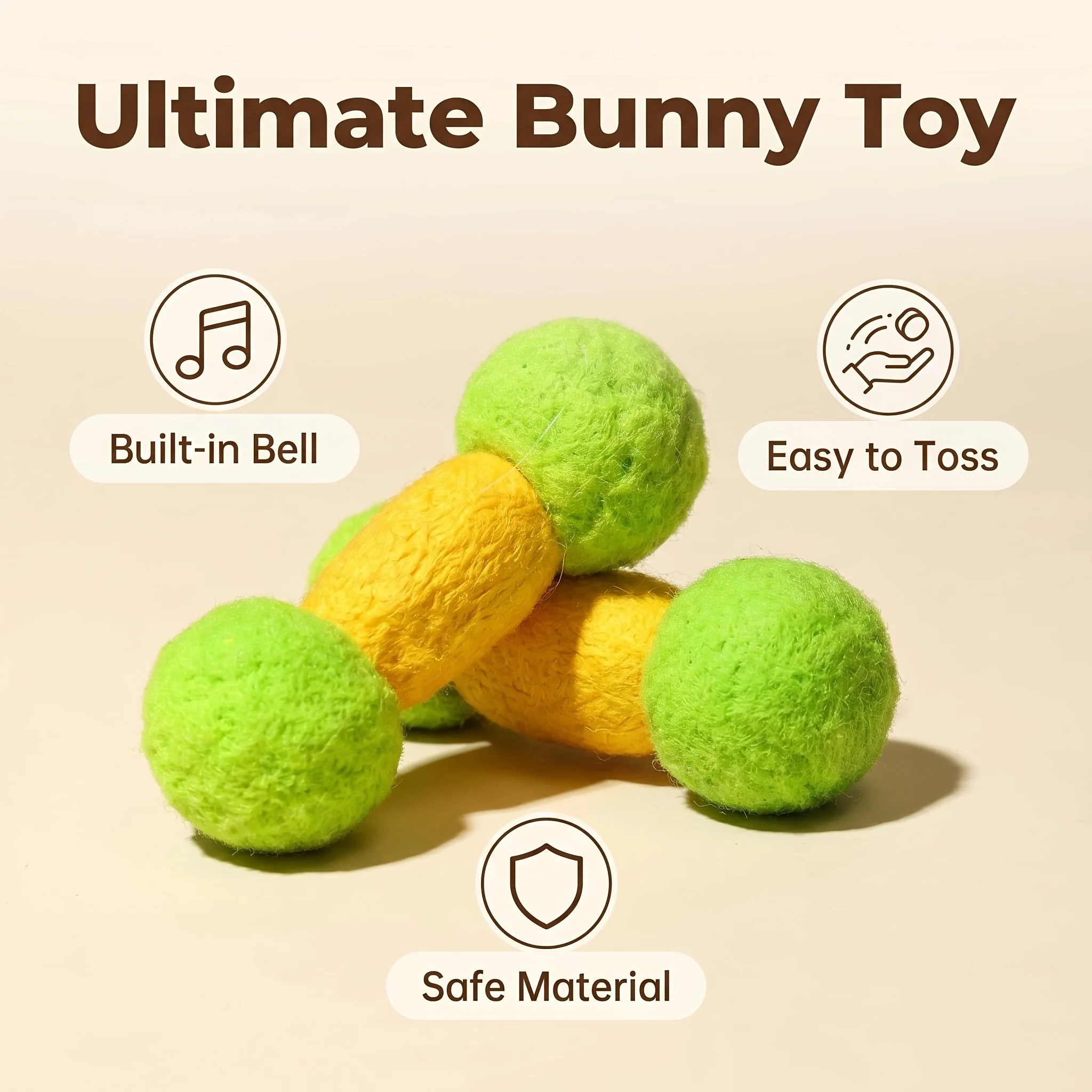 4Pcs Dumbbell Shaped Felt Pet Balls Built-in Bell Random Color Chew Toys For Small Pets Burn Excess Energy Play Supplies