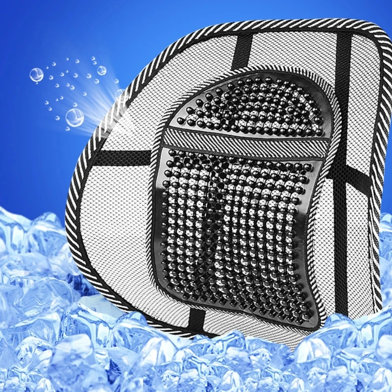 Vented Lumbar Support Pad for Car or Office Chair, Mesh Back Rest with Center Support Panel and Elastic Fastening X37F