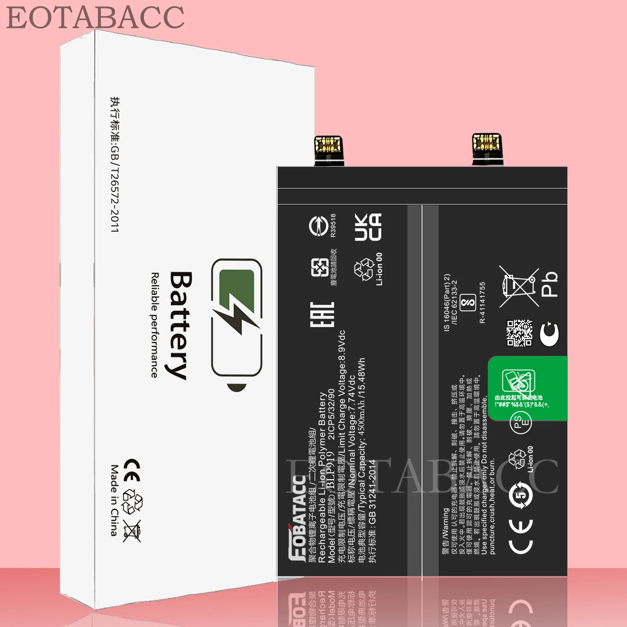 EOTABACC-BLP919 Bateria para OPPO Realme GT Neo 3, 150W-4500mAh, ferramentas, 100% novo, original