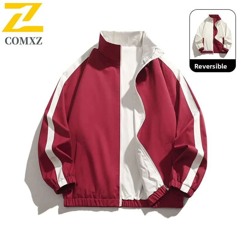 سترة EiAO عتيقة كولوربلوك قابلة للعكس للرجال والنساء بياقة واقفة معطف عمال مقاوم للرياح مقاوم للماء ملابس الشارع الشهير طراز 2025 #3