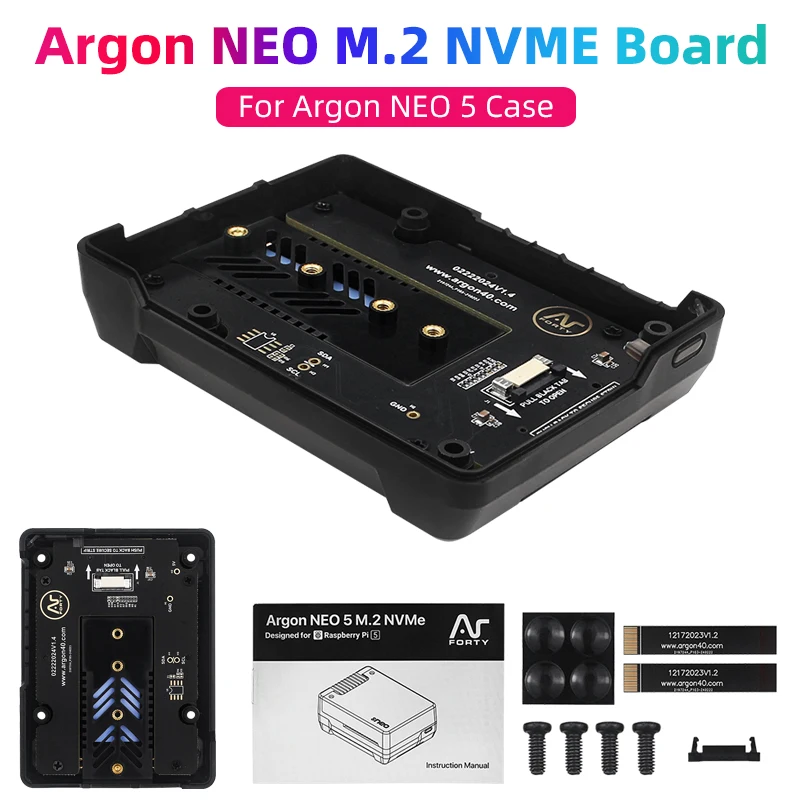 Argon NEO 5 M.2 NVME PCIE Expansion Board (Only) Built-in SSD Heatsink Boot Pi5 From NVME M.2 Drive