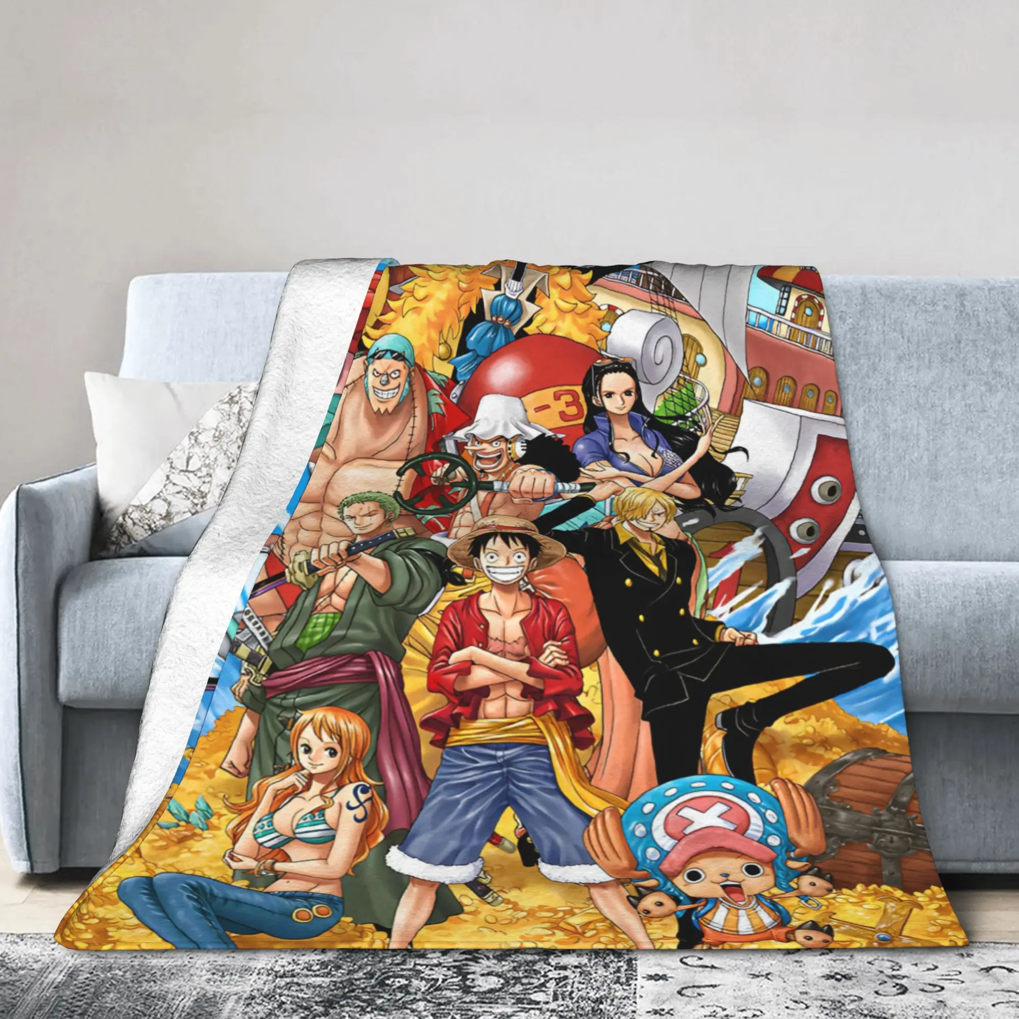 

Японское классическое аниме-одеяло FleeceLuffy, многофункциональное супермягкое одеяло в стиле аниме для постельных принадлежностей, уличное одеяло
