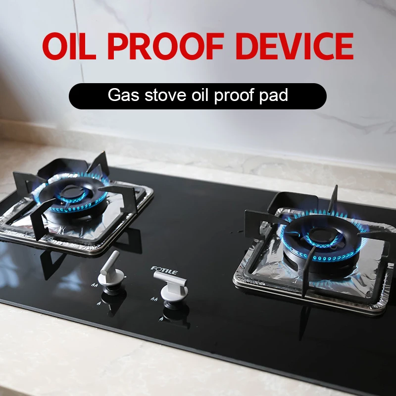 10Pcs/set Thickened Aluminum Foil Covers Gas Stove Oil Proof Pad Protector Cover Proof Cleaning Pad Kitchen Cleaning Parts