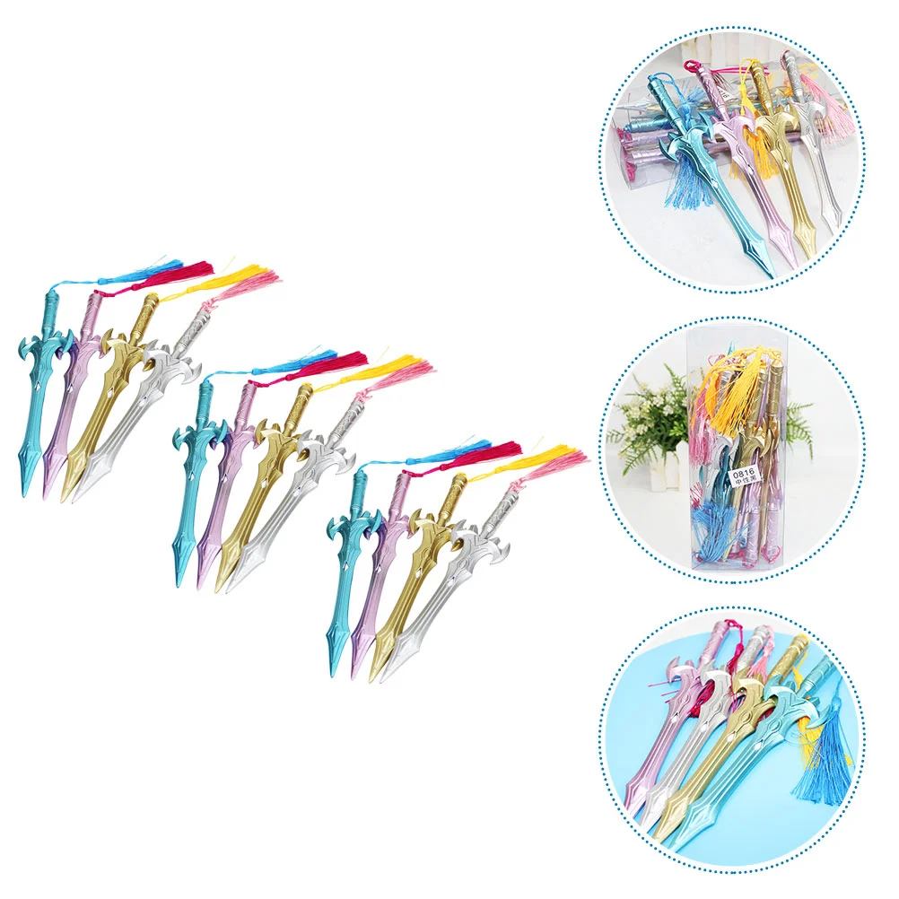 12 Pcs Sword Pen School Student Gel for Students Brush Tassel Pendant Plastic Swords Ink Pens Office