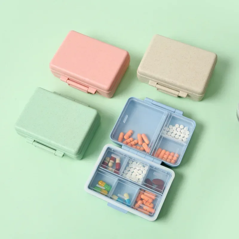 Portable Colorful 9 Grids Medicine Box Health Care Container Case Pill Box Splitters Travel Pill Box Easy To Carry Pill Case