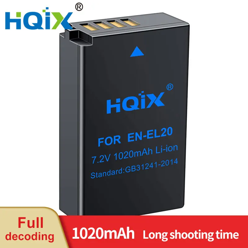 

HQIX for Nikon Coolpix A AW1 J1 J2 J3 S1 V3 P950 P1000 Camera EN-EL20 EL20a Charger Battery