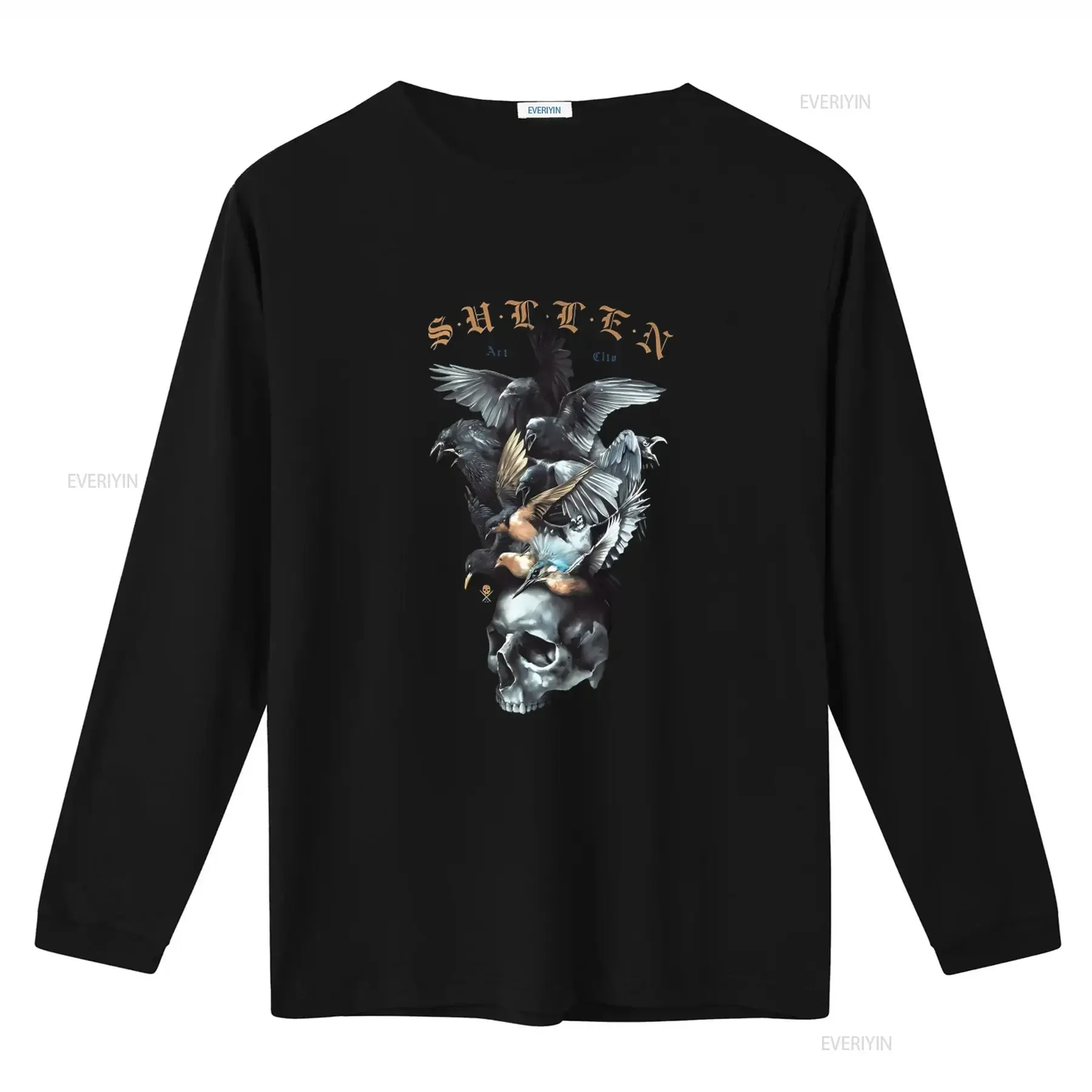 Sullen Men's T shirt FLOCK Tattoos Urban Design Premium Quality Skull and Birds Print vintage Washed fashion designer clothes
