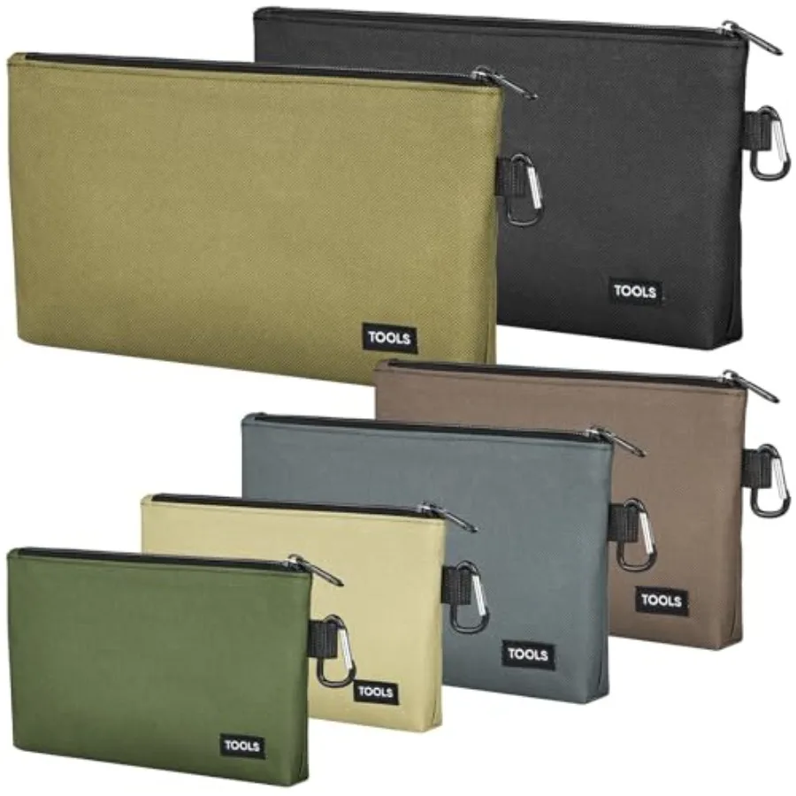 

Набор из 6 сумок-органайзеров на молнии премиум-класса для инструментов, канцелярских принадлежностей и ручек, с плоским дном и карабином, с металлической молнией
