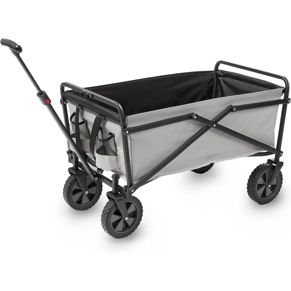 

Heavy Duty Steel Compact Collapsible Folding Outdoor Portable Utility Cart Wagon w/All Terrain Rubber Wheels 150 Pound Capacity