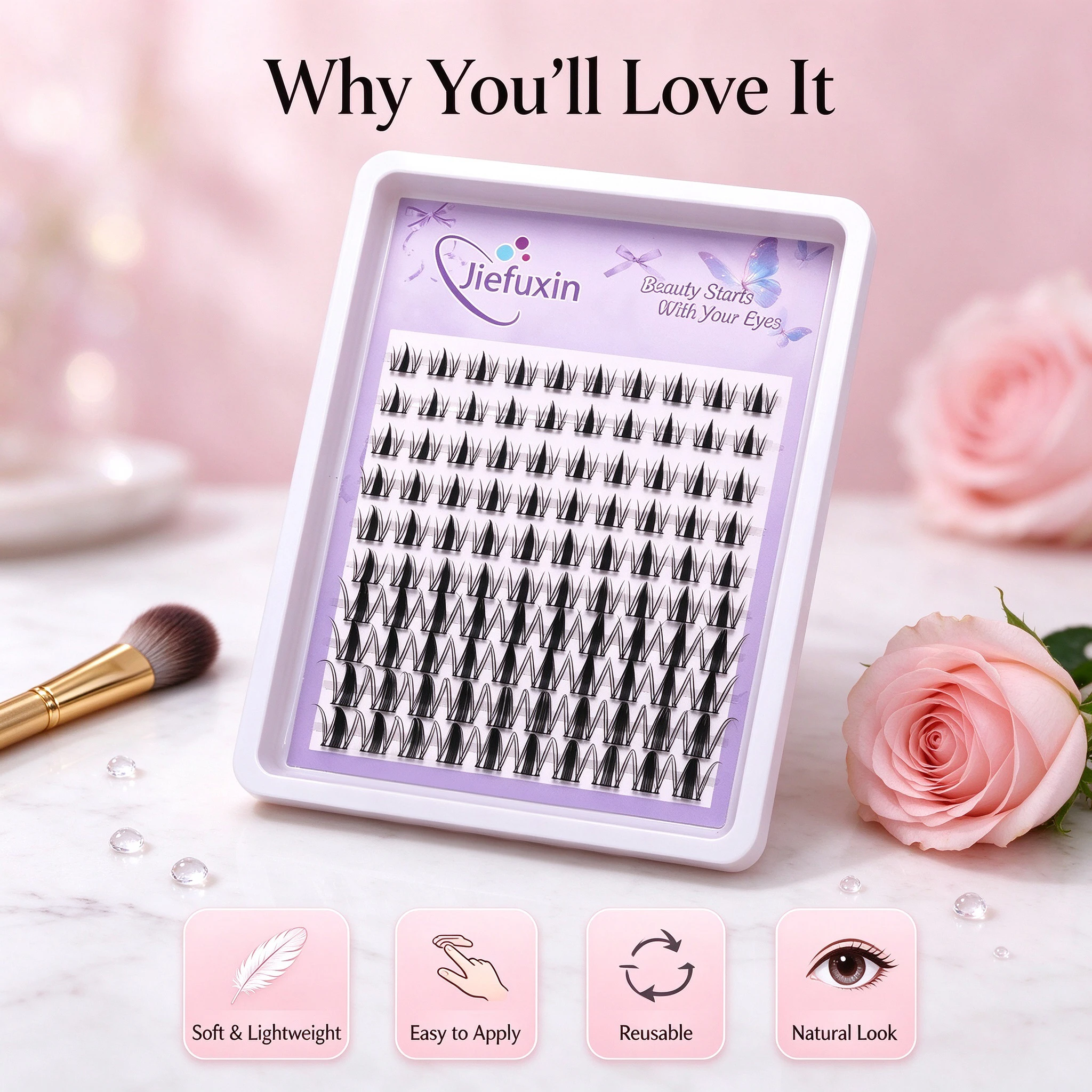 100Pcs Fairy Lash Clusters 8-18mm C Curl Manga Anime Eyelash Extensions Wet Look Sharp Tips Wispy Natural DIY Individual Lashes