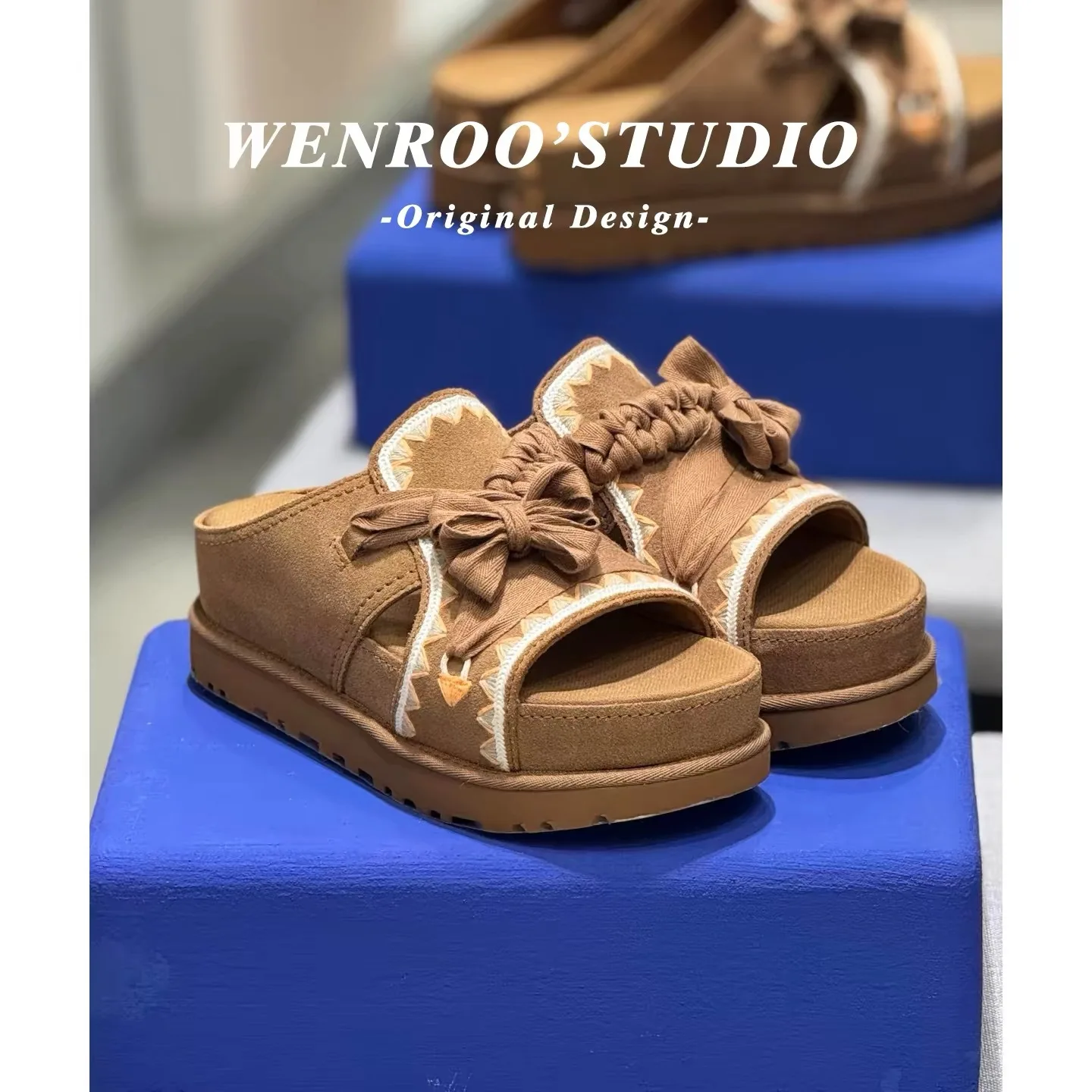Star with the same bohemian strap platform sandals women's retro casual height increase 6cm open-toed shoes