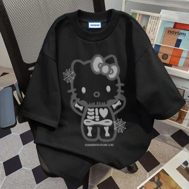 Kawaii Sanrio Hello Kitty T-shirt met korte mouwen Nieuwe stijl Amerikaans studentenmeisje Hoge kwaliteit korte mouwen Cartoon zomer los