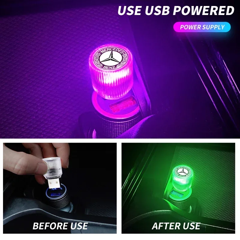 Mini USB LED Car Light Auto Interior Atmosphere Light For Mercedes Benz AMG W204 W205 W203 W211 W212 W213 W201 W210 W124