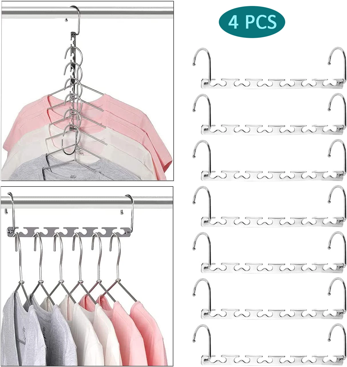 Metal Magic Hangers Space Saving Hangers Closet Multi-Port Support Clothing Hanger Organizer Hook Storage Hangers Drying Rack