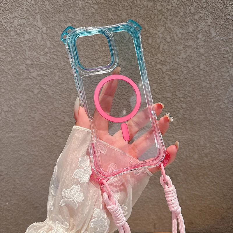 حافظة سلسلة كروس متدرجة اللون Cxd5 لهاتف آيفون 17 16 16E 15 14 13 12 Pro Max Plus 11 Magsafe غطاء مغناطيسي للشحن اللاسلكي #3