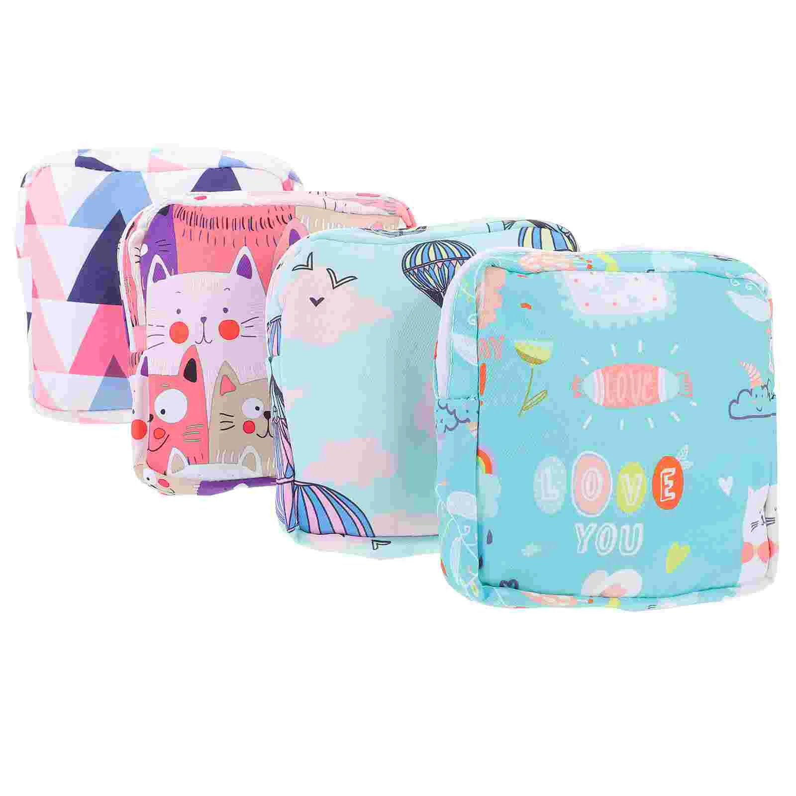 4 Pcs Sanitary Napkin Storage Bag Period Pad Pouch Tampon Oxford Cloth Washable