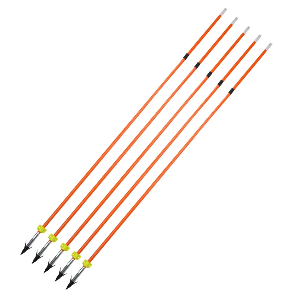 Bowfishing Arrows 6pcs Solid Fiberglass Replaceable Broadheads Safety Slides for Hunting Fishing Outdoor Shooting Practice Use view 6