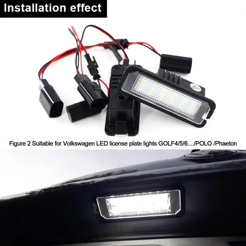 Luces LED de aluminio para placa de matrícula, lámpara de 2 piezas para Golf 4/5/6, Polo, Phaeton