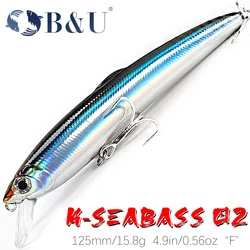 B&U 125mm Minnow Fishing Lure Hard Bait Floating Minnow Wobbler Swimbait Saltwater Fishing For Seabass