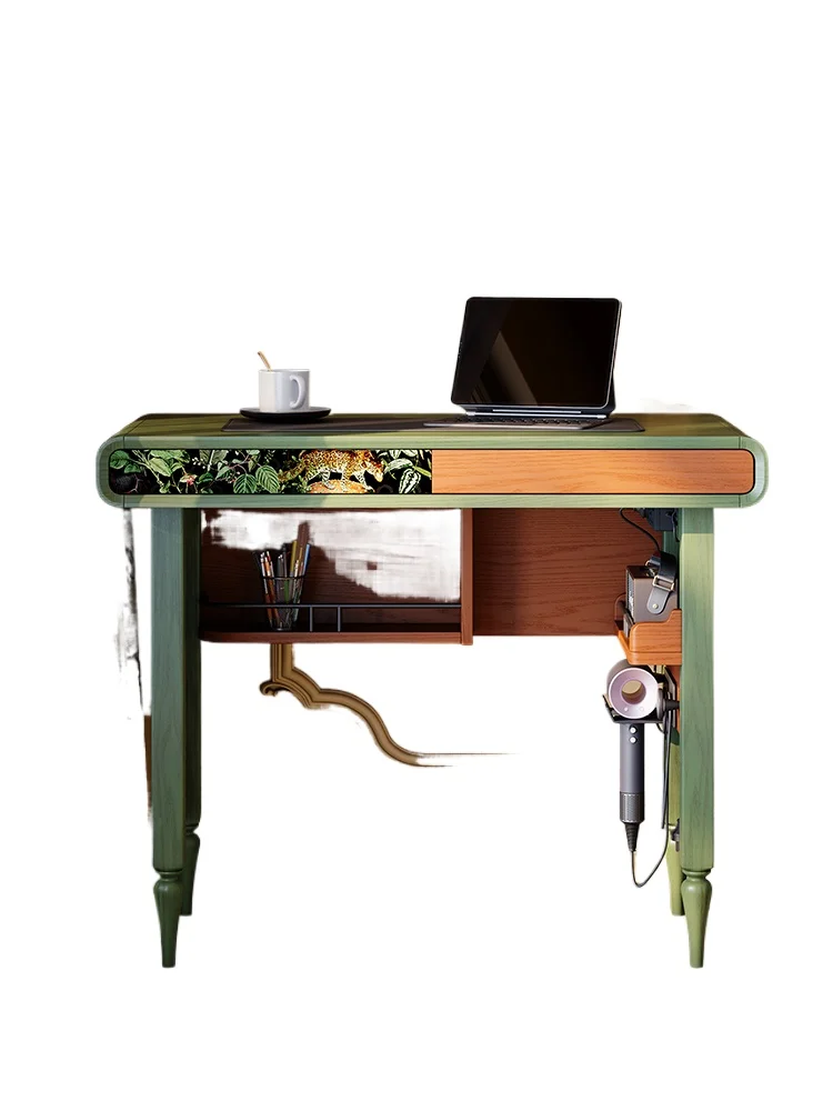 

Solid wood desk Computer desk Integrated study table Ash wood multi-functional medium and ancient style cave board desk